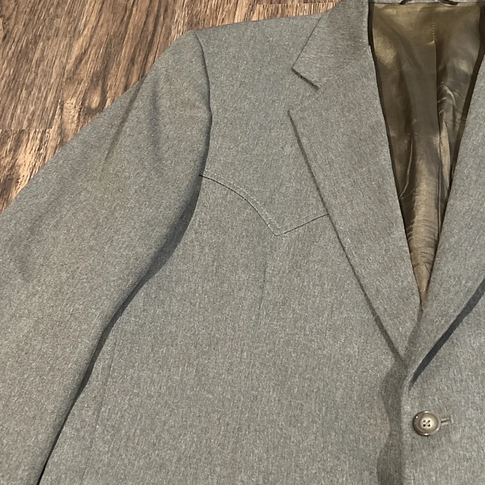 VINTAGE Circle S Blazer Brown Grey Sport Coat Jacket Ranch Western 44R See Pics